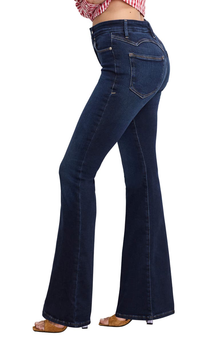 Good American Dolly Joleans Flare Jeans, Alternate, color, Indigo1020