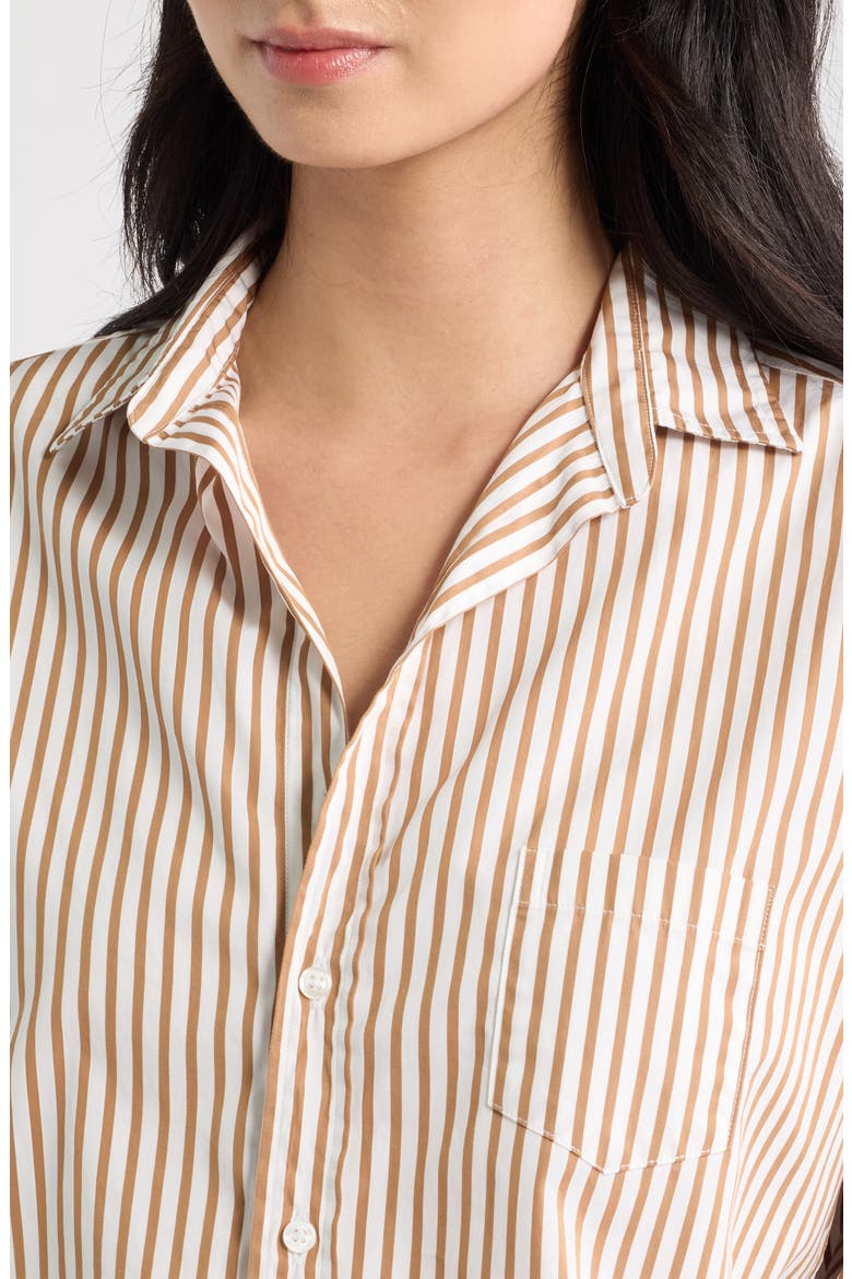 Eileen Stripe Relaxed Fit Button-Up Shirt, Alternate, color, TAN WHITE STRIPE