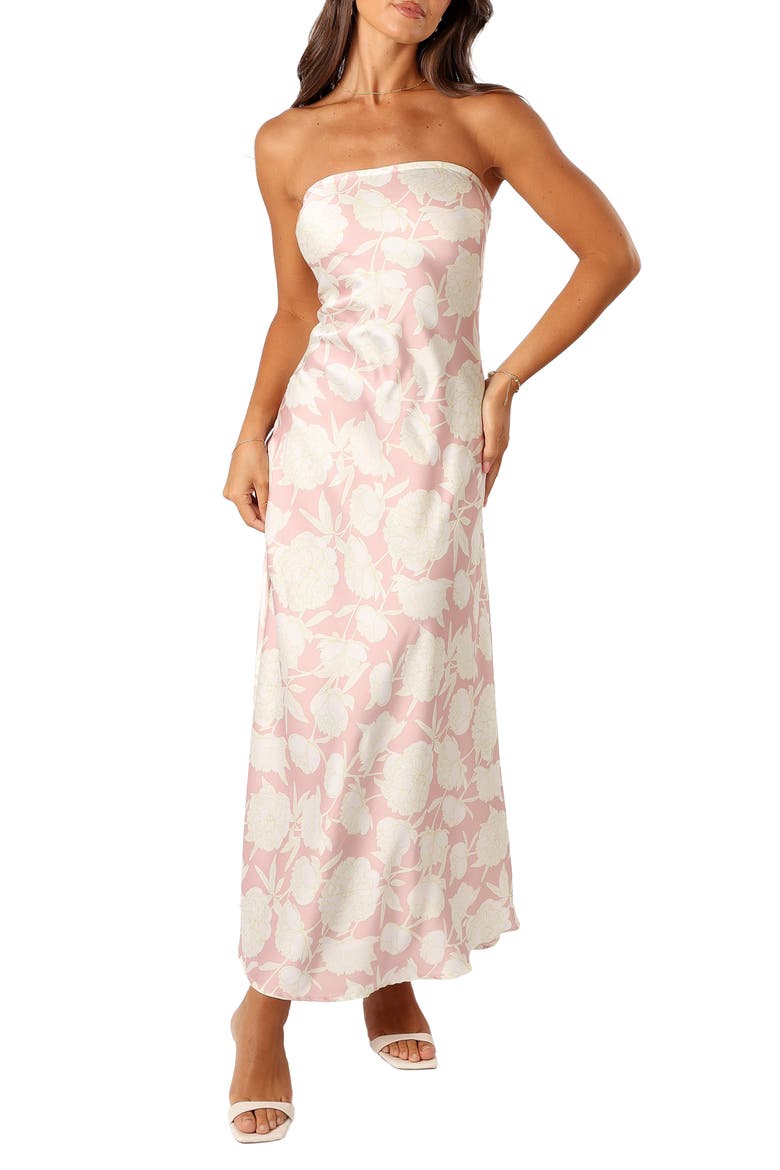 Gemma Floral Print Strapless Dress, Main, color, PINK FLORAL