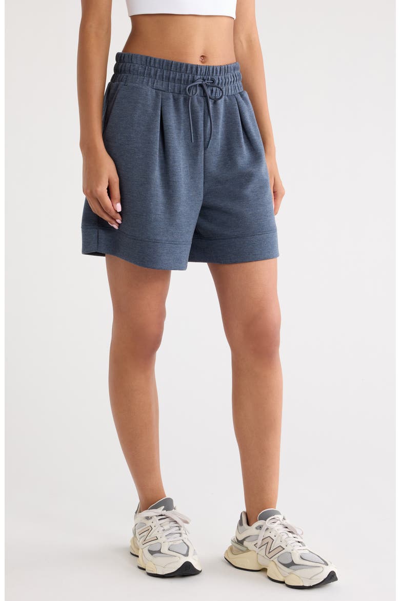 Soft Luxe High Waist Knit Shorts, Alternate, color, NAVY ARMADA HEATHER