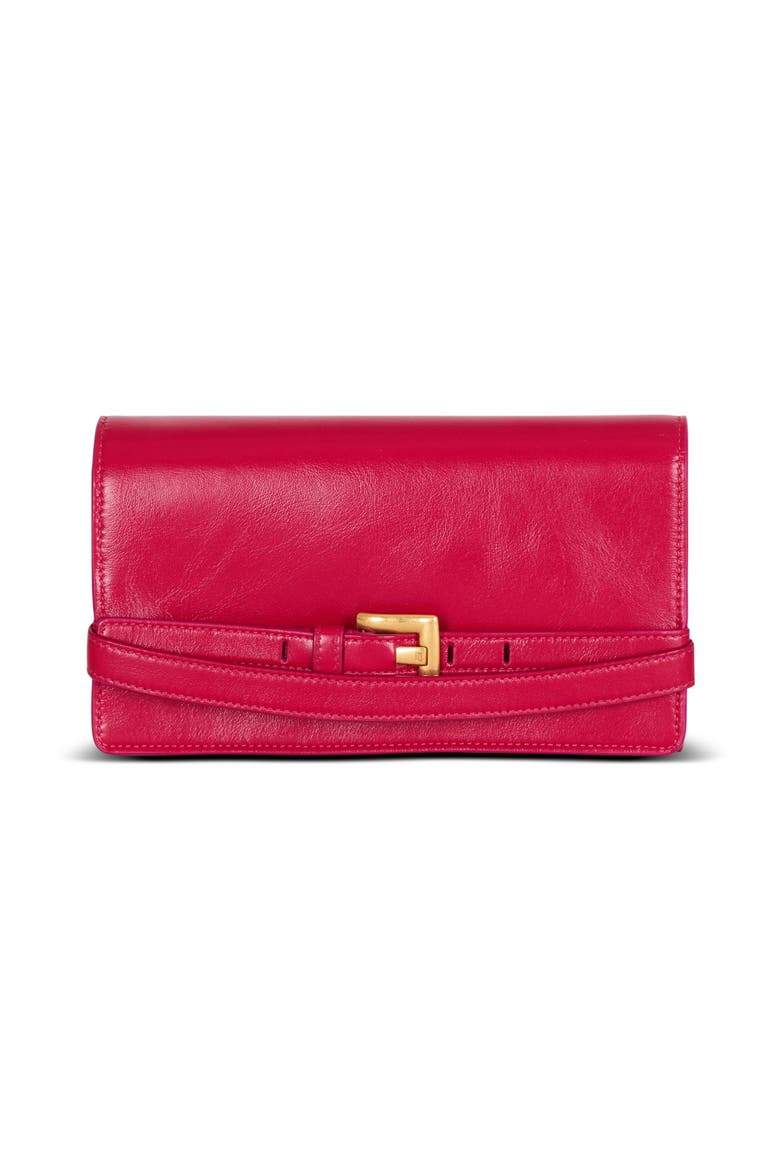 Shuffle calfskin wallet with chain, Main, color, dark pink