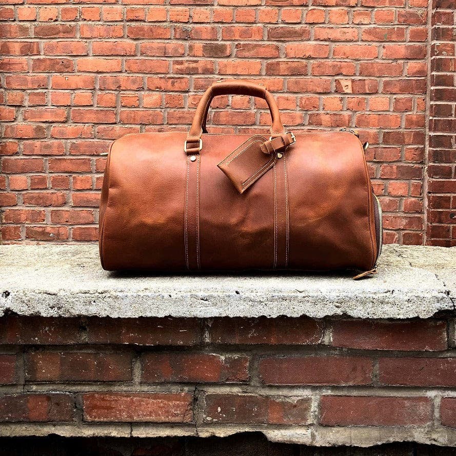 STEEL HORSE LEATHER The Dagny Weekender | Large Leather Duffle Bag, Alternate, color, Dark Brown