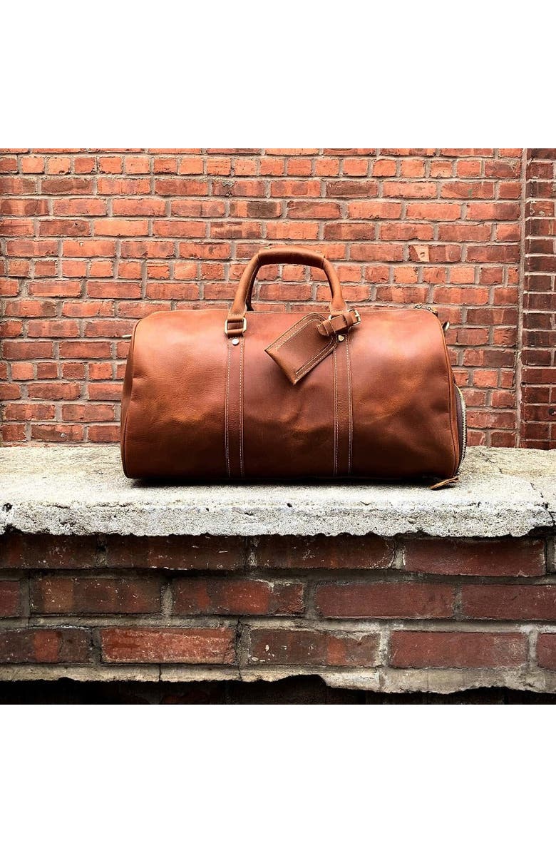 STEEL HORSE LEATHER The Dagny Weekender | Large Leather Duffle Bag, Alternate, color, Dark Brown