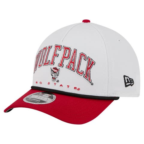 Men's New Era White/Red NC State Wolfpack Arch Two-Tone Rope 9FORTY A-Frame M-Crown Adjustable Hat
