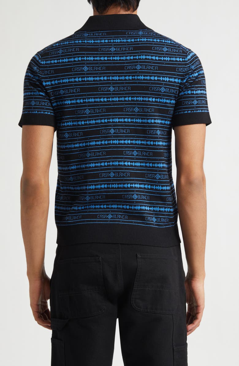 Casablanca Sound Wave Logo Jacquard Wool Polo, Alternate, color, Sound Wave