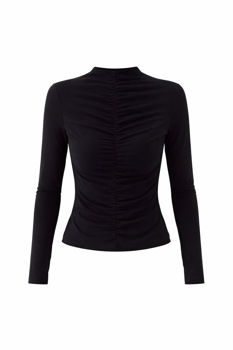 Aglaia Tulle Blouse, Alternate, color, BLACK