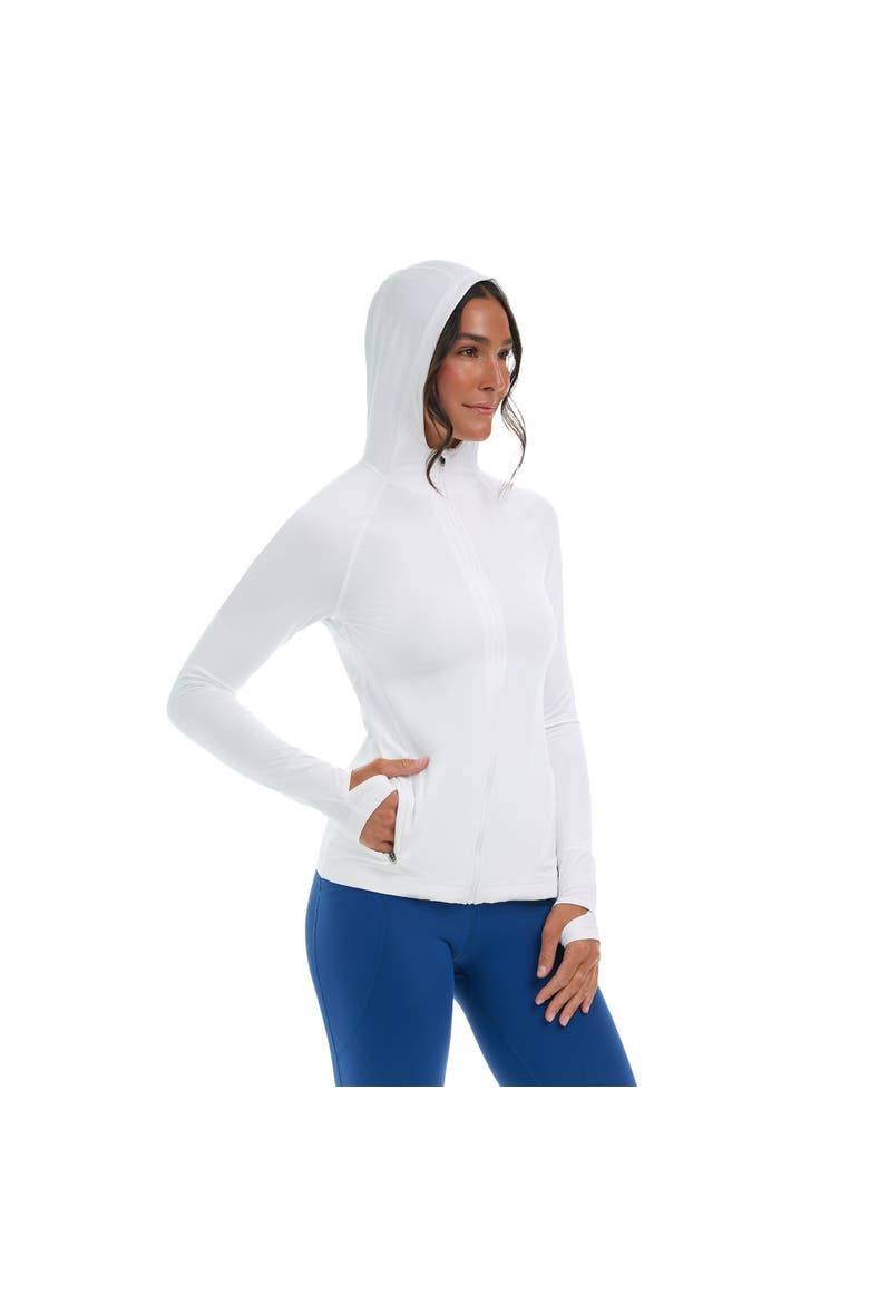 Women's Long Sleeve Full Zip Hoodie Jacket with Sun and UV Protection, Alternate, color, White