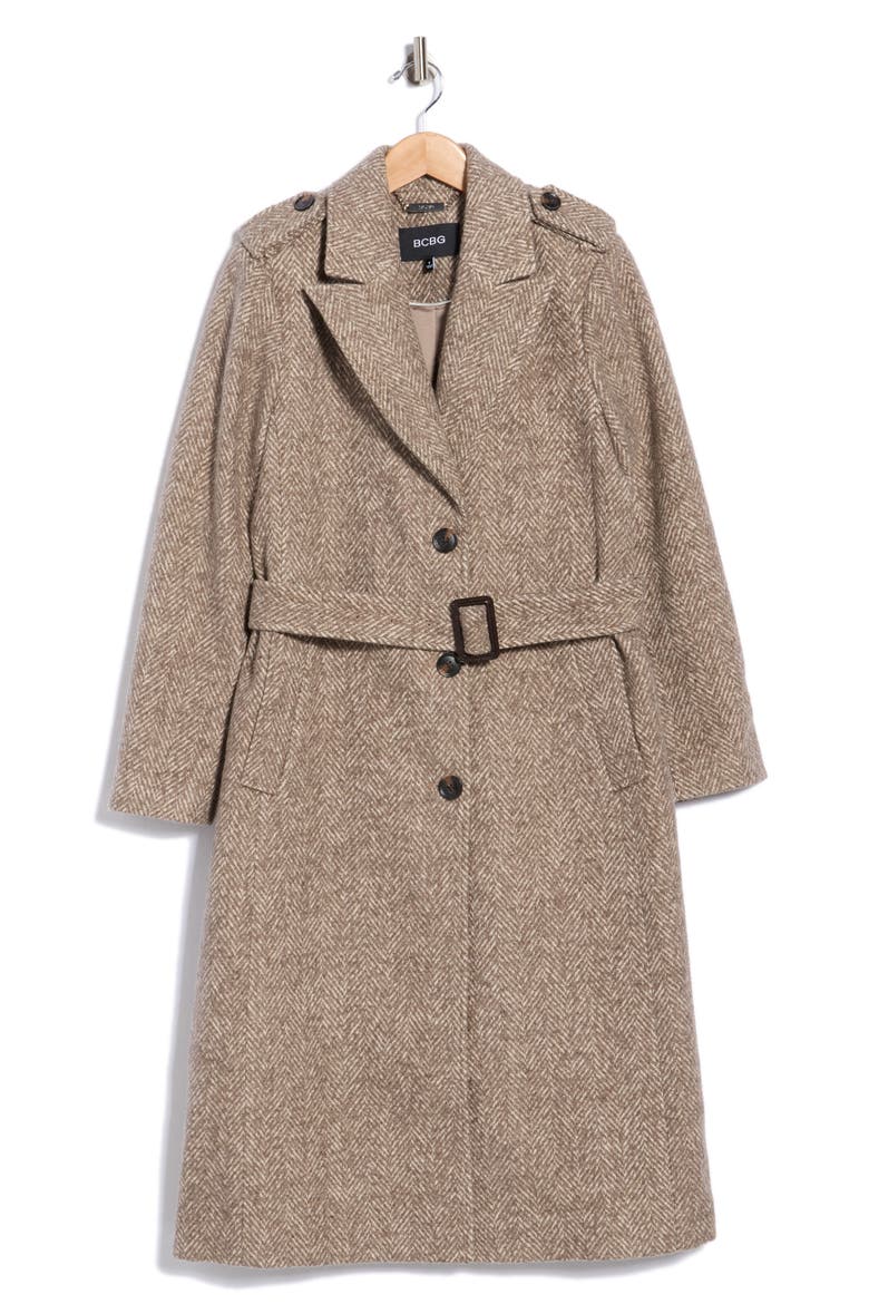 Belted Flange Trench Coat, Alternate, color, OATMEAL HERRINGBONE