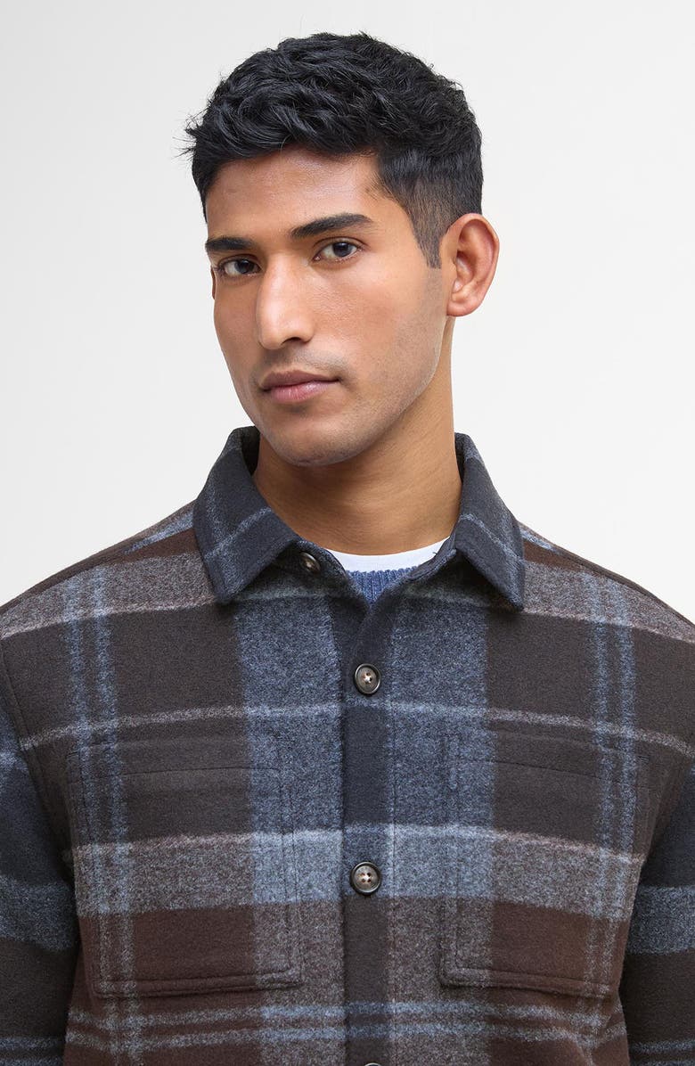 Barbour Chapter Tailored Fit Plaid Fleece Button-Up Shirt Jacket, Alternate, color, Midnight Oak Tartan