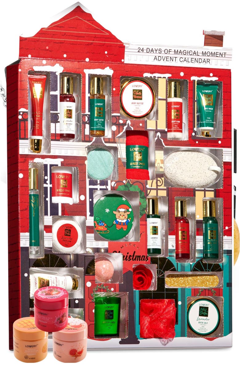 Lovery 2025 Limited Edition Advent Calendar - 24pc Christmas Countdown Daily Body Care, Main, color, Red, Green, Multi