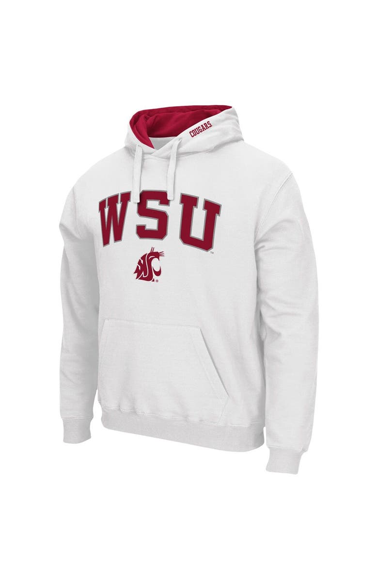 COLOSSEUM Men's Colosseum White Washington State Cougars Arch & Logo 3.0 Pullover Hoodie, Alternate, color, White