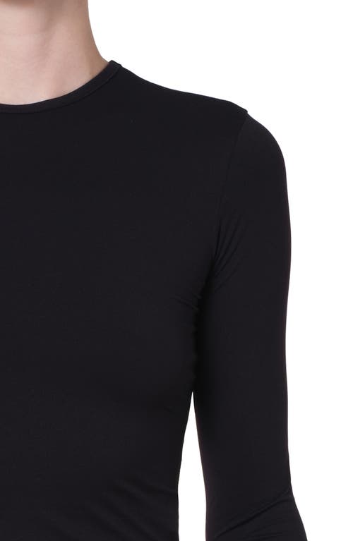 Agolde Dion Long Sleeve Crop T-shirt In Black