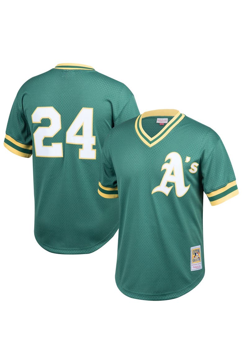 Men's Mitchell & Ness Rickey Henderson Green Oakland Athletics Cooperstown Collection Big & Tall Mesh Batting Practice Jersey, Main, color, Green