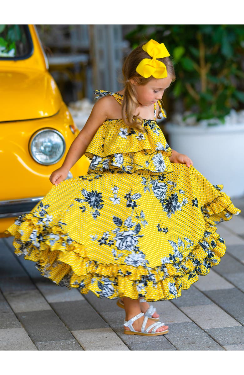Mia Belle Girls Bright Days Ruffle Maxi Skirt Set, Alternate, color, Yellow