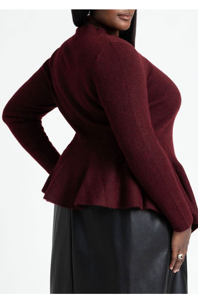 ELOQUII Peplum Sweater, Alternate, color, Black Onyx