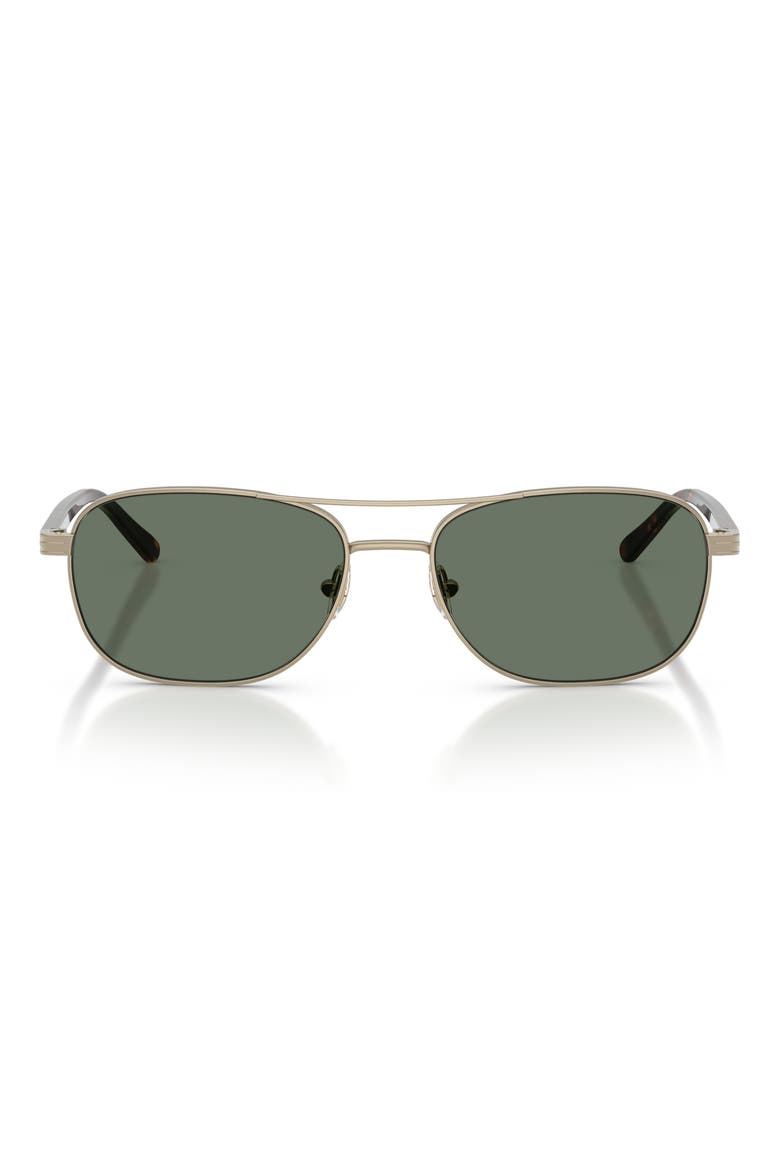 56mm Pilot Sunglasses, Main, color, MATTE GOLD / GREEN