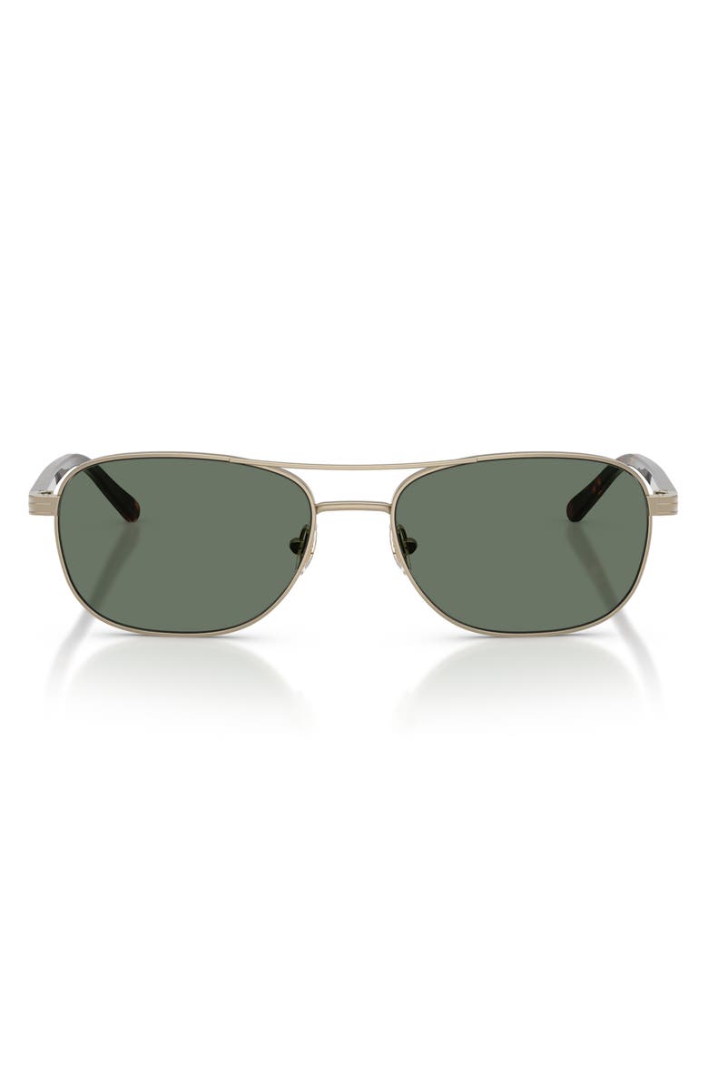 Brooks Brothers 56mm Pilot Sunglasses, Main, color, Matte Gold / Green