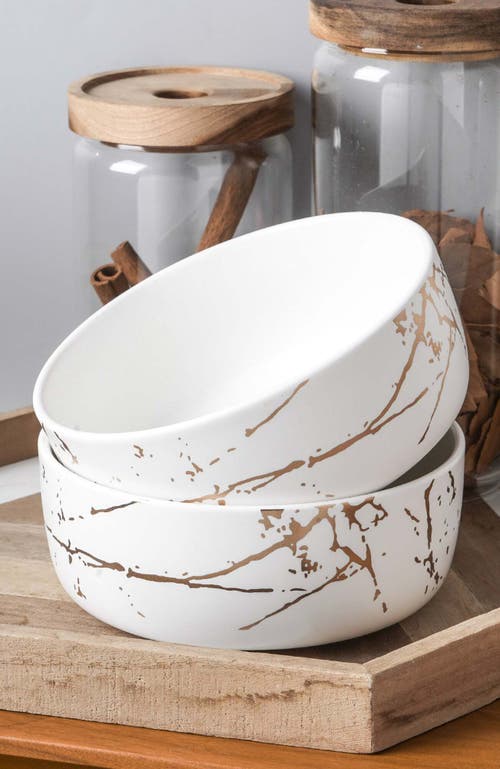 Stone Lain Zora Porcelain 4-piece Bowl Set In White