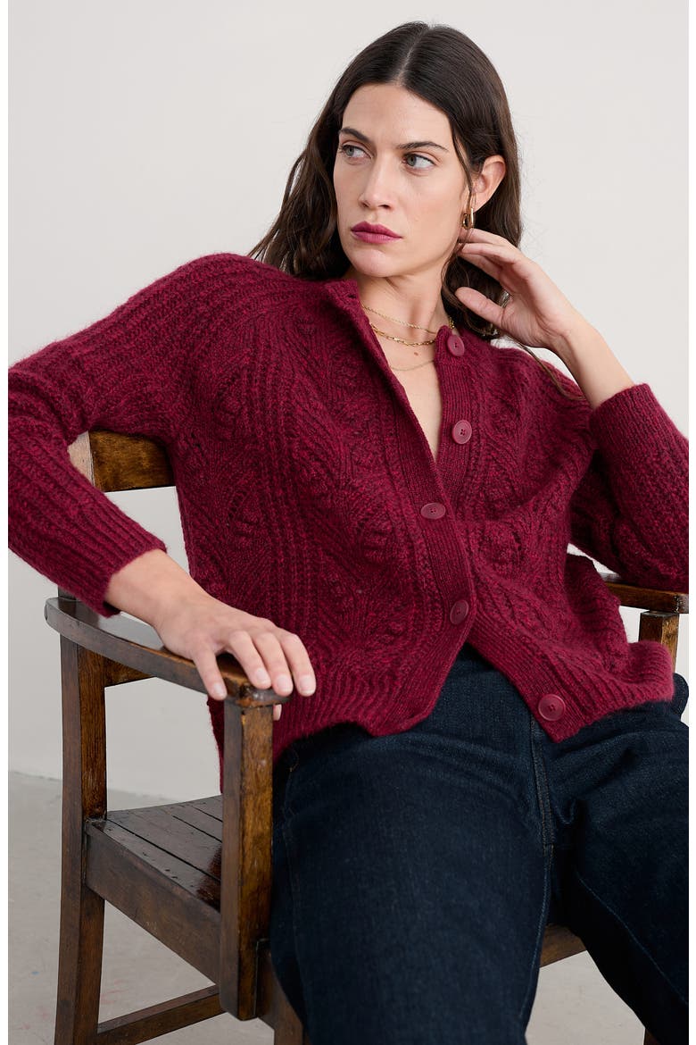 Sand Thistle Wool & Mohair Blend Cardigan, Alternate, color, KNIT MELANGE JAM