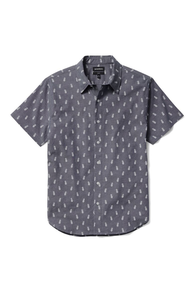 Riviera Short Sleeve Shirt, Alternate, color, NAVY/ WHITE PINEAPPLES