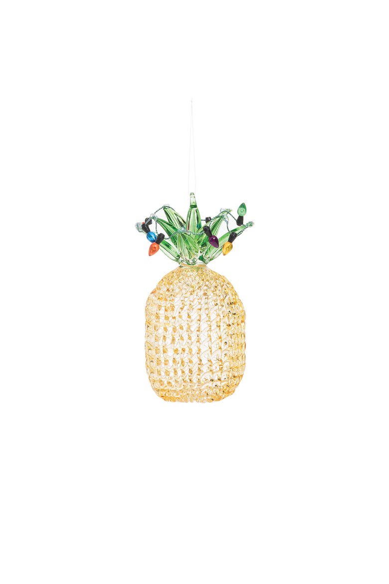 Pineapple Spun Glass Ornament, Main, color, Yellow