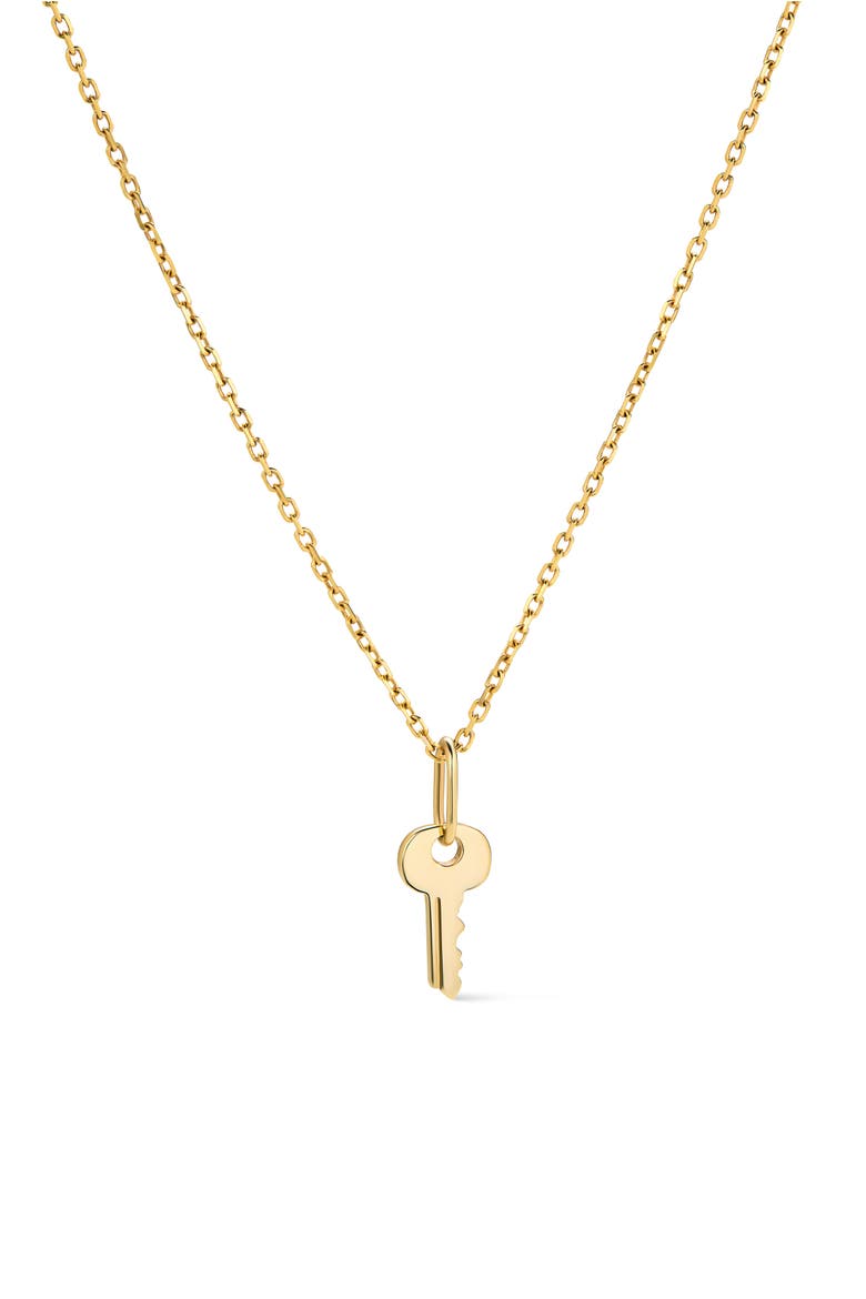 Gold Pendant Necklace - Key Charm Necklace, Main, color, Gold