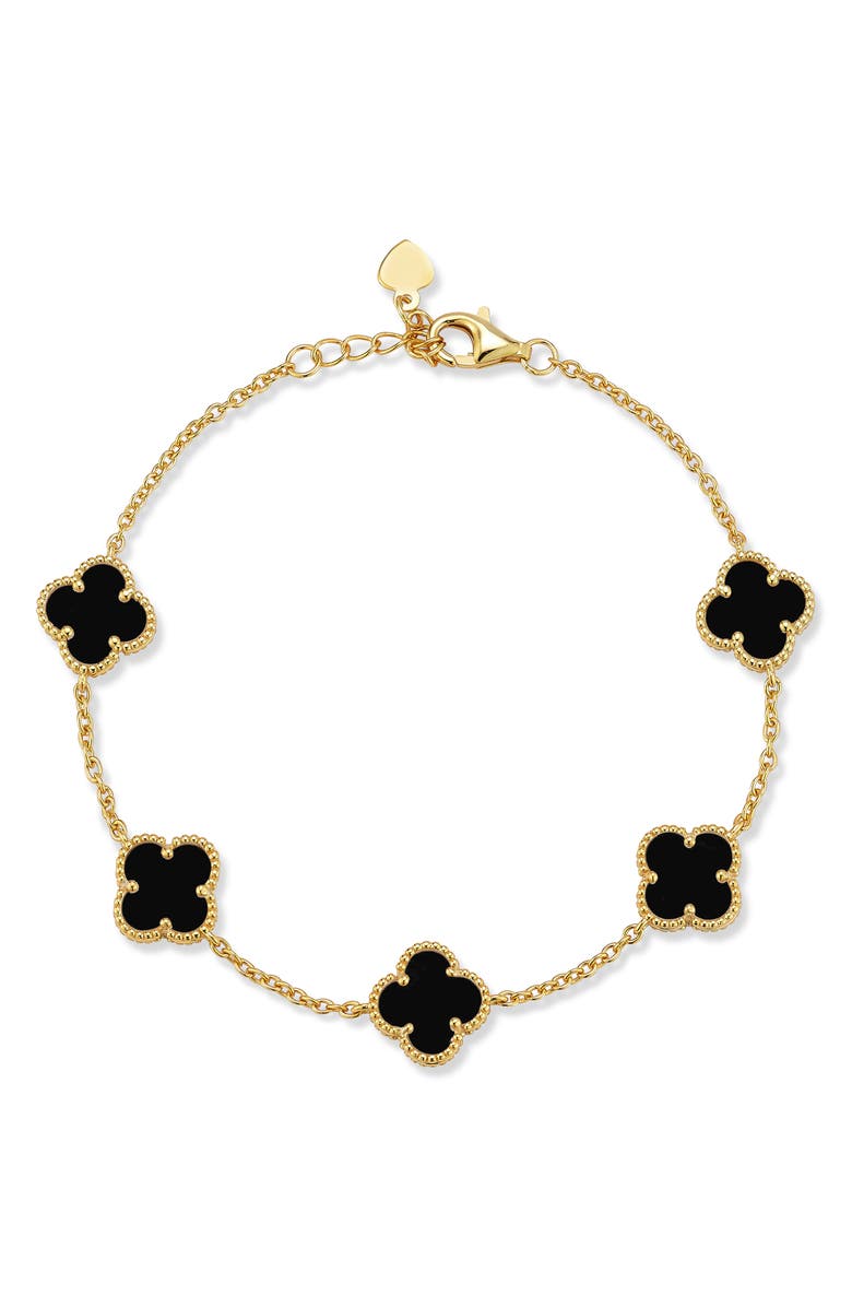 CHLOE AND MADISON Black Clover Bracelet, Main, color, 