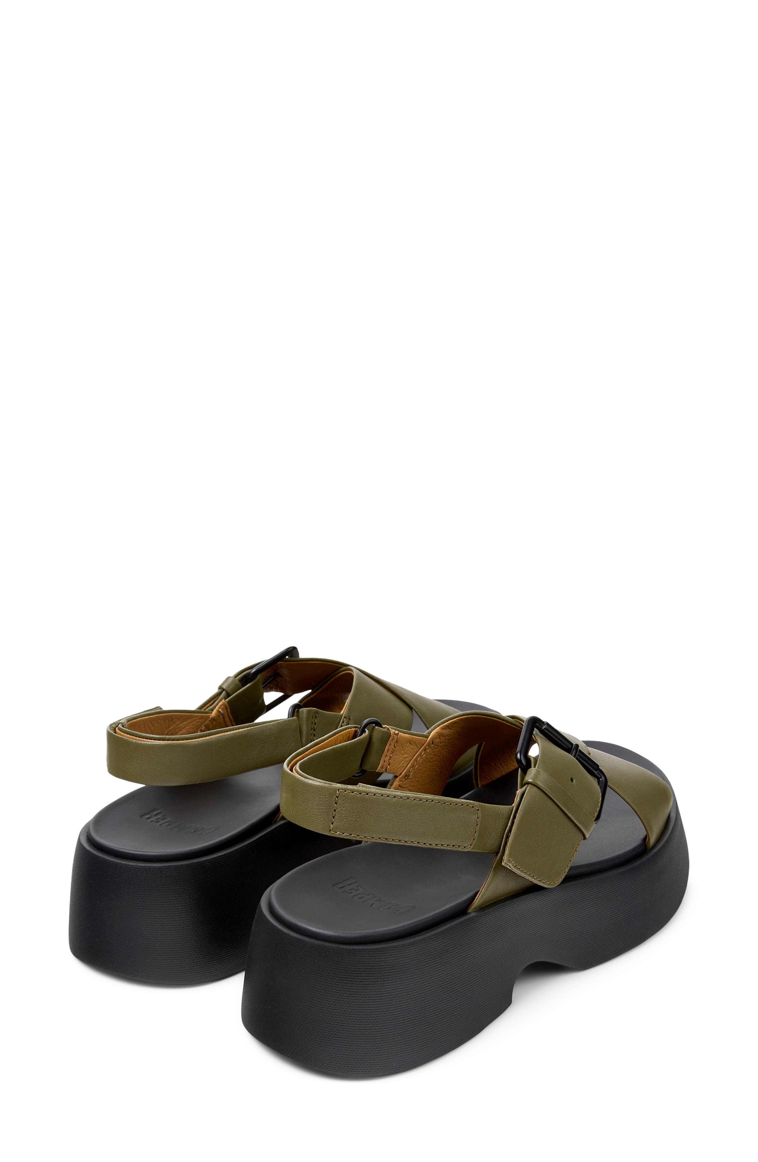 Camper Tasha X-Strap Platform Sandal, Alternate, color, Dark Green