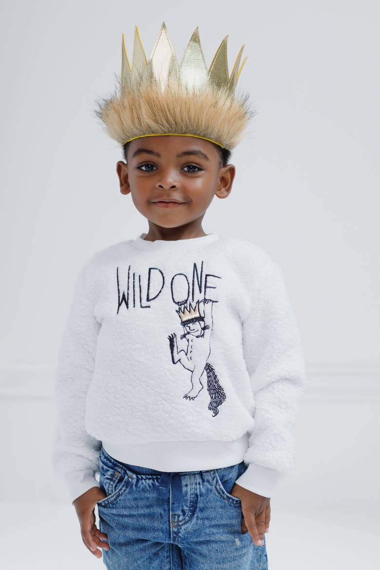 Where the Wild Things Are Max Sweatshirt and Crown Set, Alternate, color, Max White