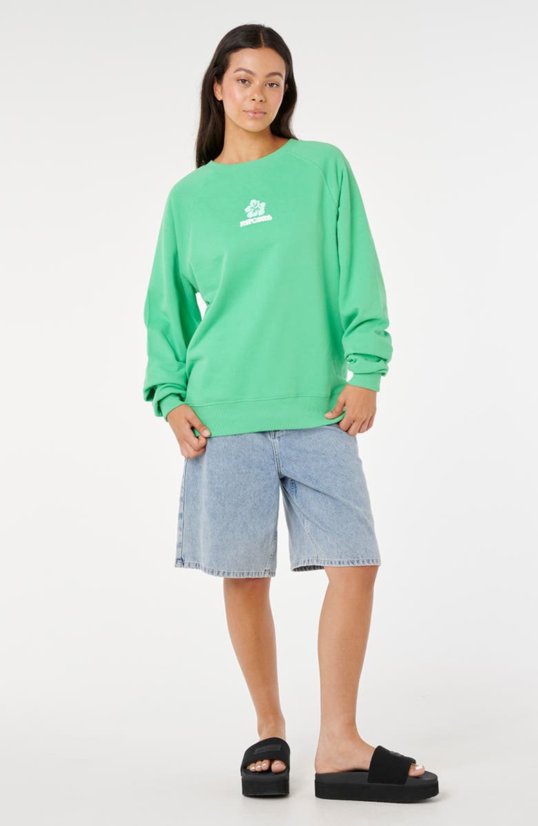 Rip Curl Luxe Surf Puff Logo Crewneck Sweatshirt, Alternate, color, Irish Green