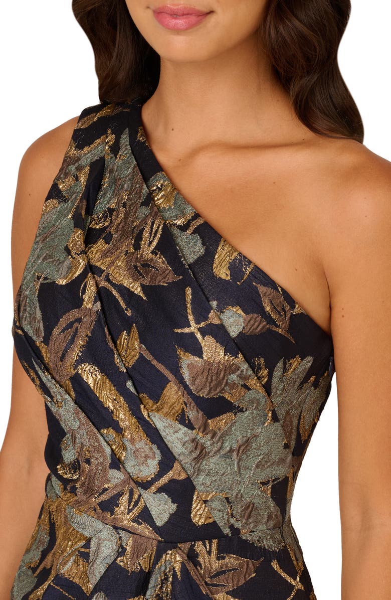 Adrianna Papell Metallic Floral Jacquard Mermaid Gown, Alternate, color,