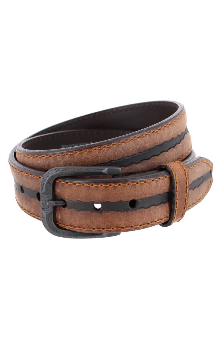 Tatanka 40mm Genuine Vintage Bison Contrast Stitch Jean Belt, Main, color, Honey Brown