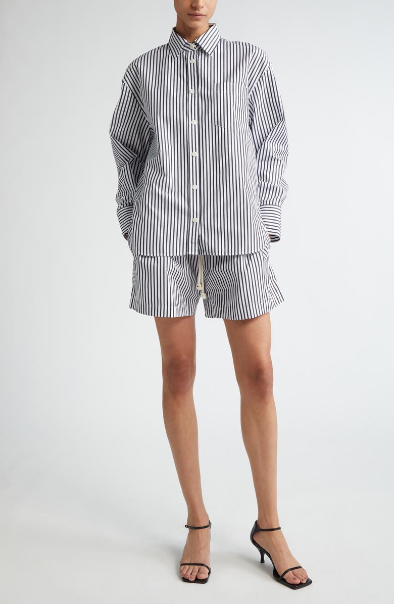 Maria McManus Stripe Oversize Organic Cotton Poplin Button-Up Shirt, Alternate, color,