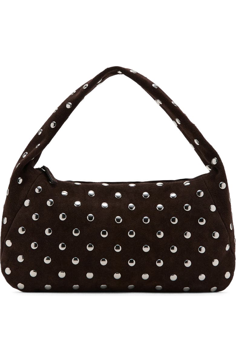 MANGO Studded Suede Shoulder Bag, Main, color,