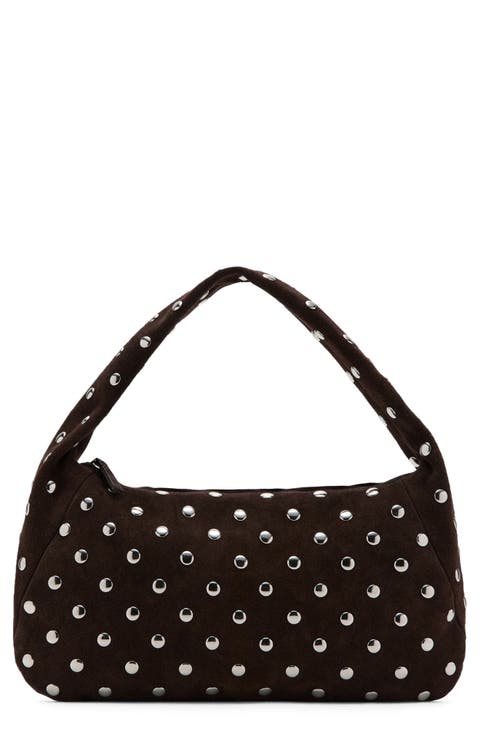 Studded Suede Shoulder Bag