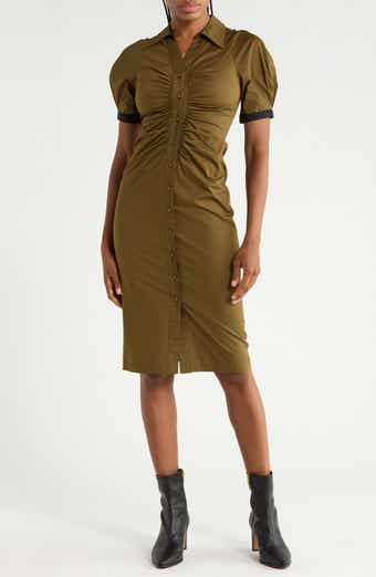 Sheskita Ruched Cotton Blend Shirtdress