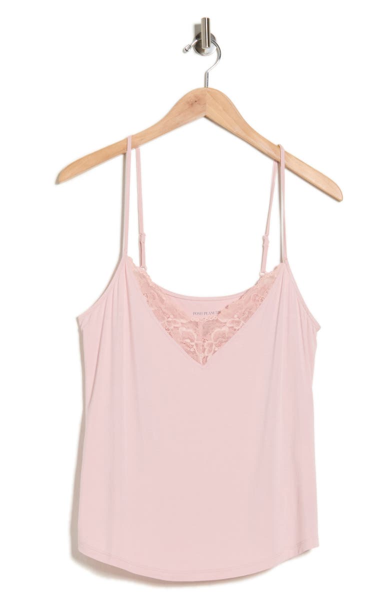 Posh Peanut Lace Trim Camisole, Alternate, color, Pink
