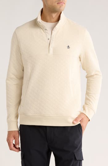 Original Penguin Quilt Stitch Button Half Jacket In White