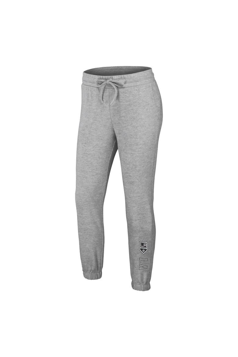 Women's WEAR by Erin Andrews Heather Gray Los Angeles Kings Knit Long Sleeve Tri-Blend T-Shirt & Pants Sleep Set, Alternate, color, Heather Gray
