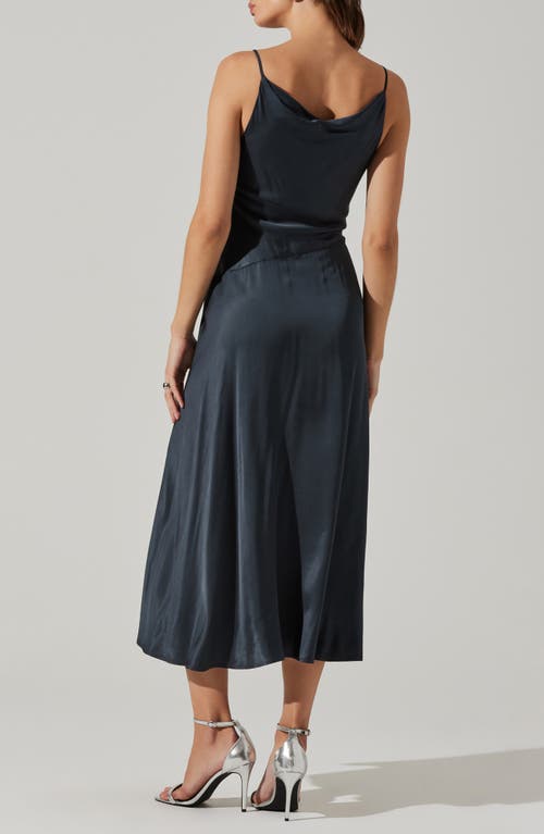 Astr The Label Glynis Cowl Neck Satin Slipdress In Dark Teal