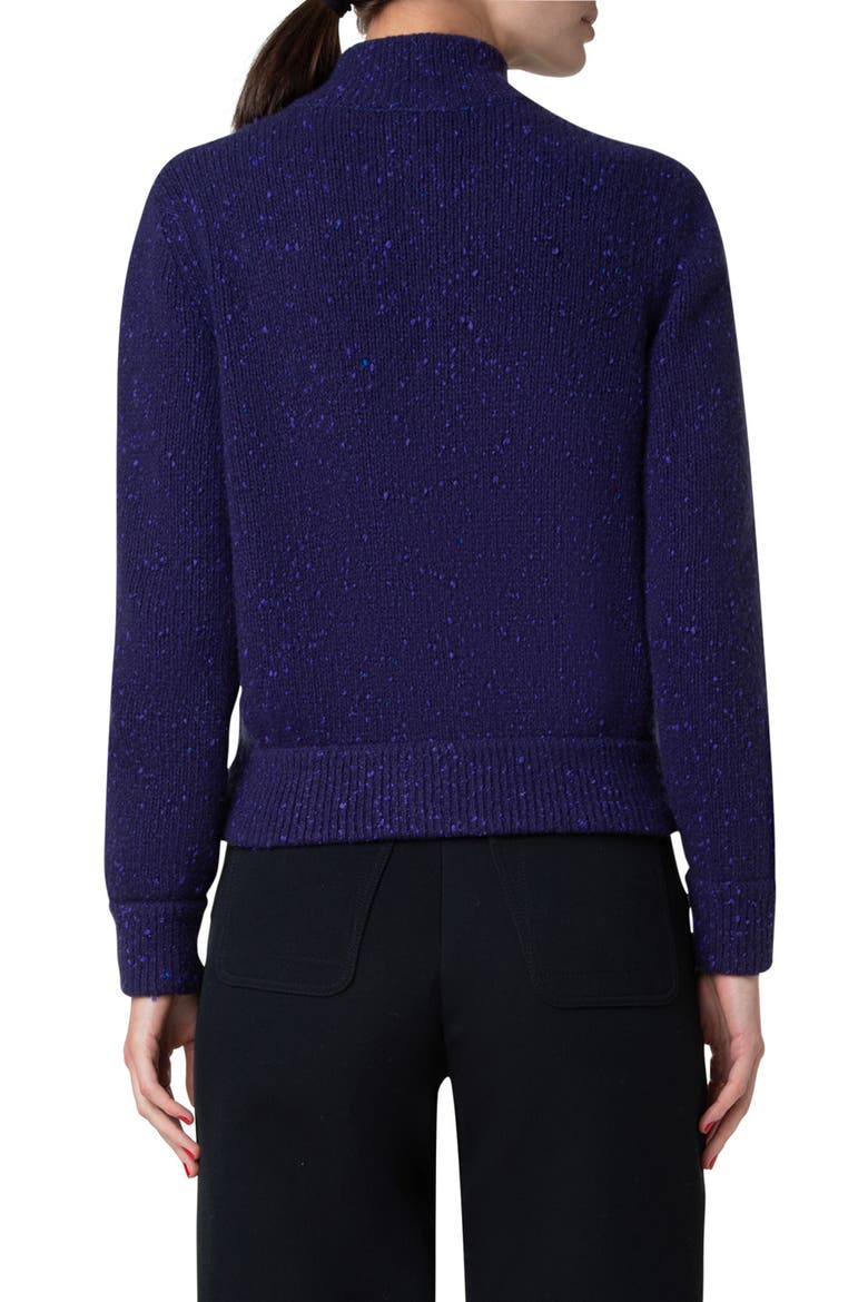 Cashmere Tweed Zip-Up Cardigan, Alternate, color, PURPLE