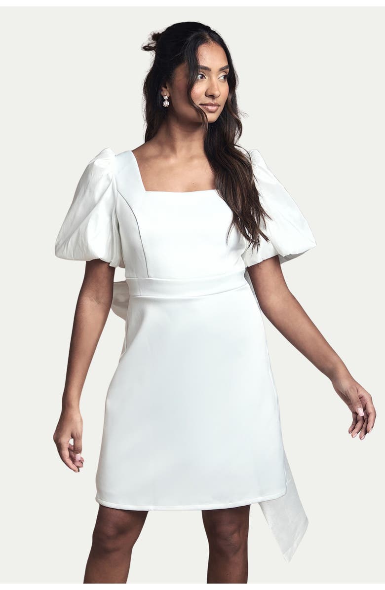 Coast Taffeta Bow Back Mini Dress, Alternate, color, Ivory