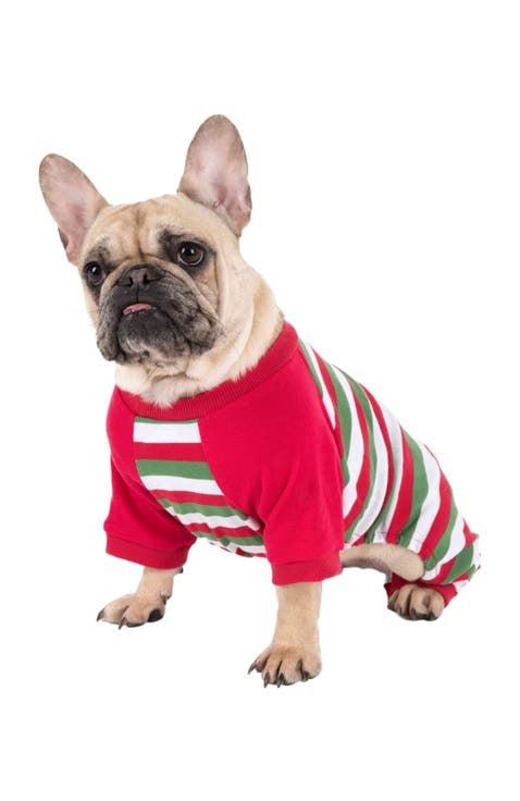 Dog Cotton Striped Matching Family Holiday Pajamas