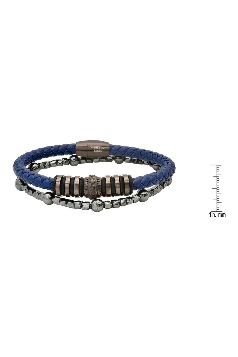 Men's Set of 2 Assorted Howlite & Braided Leather Bracelets, Alternate, color, BLUE MULTI
