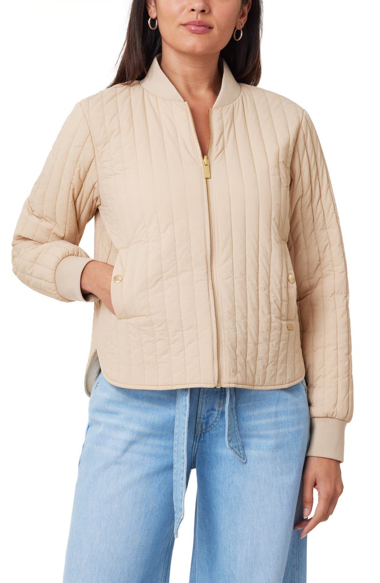 Scotch & Soda Reversible Quilted Bomber Jacket, Alternate, color, Soft Camel/ Abstract Sun Sand