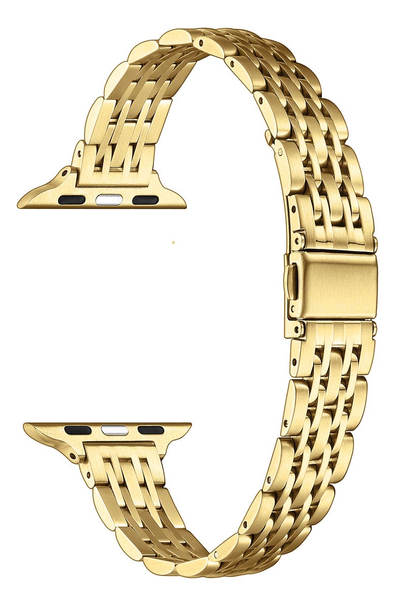 Posh Tech Rainey Skinny Stainless Steel Apple Watch<sup>®</sup> Watchband, Alternate, color, Gold