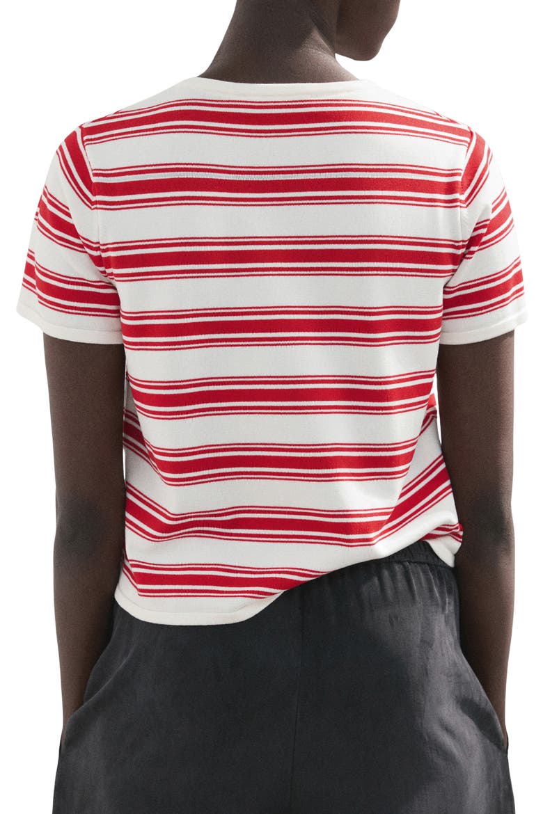 Stripe Short Sleeve Sweater, Alternate, color, RED