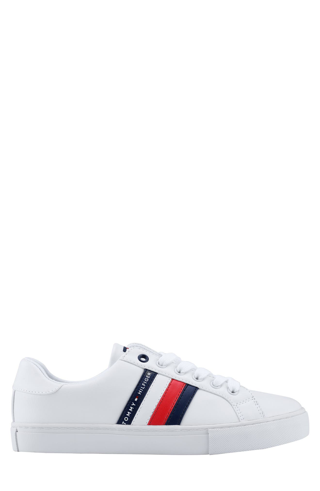 Tommy Hilfiger Lawson Logo Stripe Lace-Up Sneaker, Alternate, color, White Ll