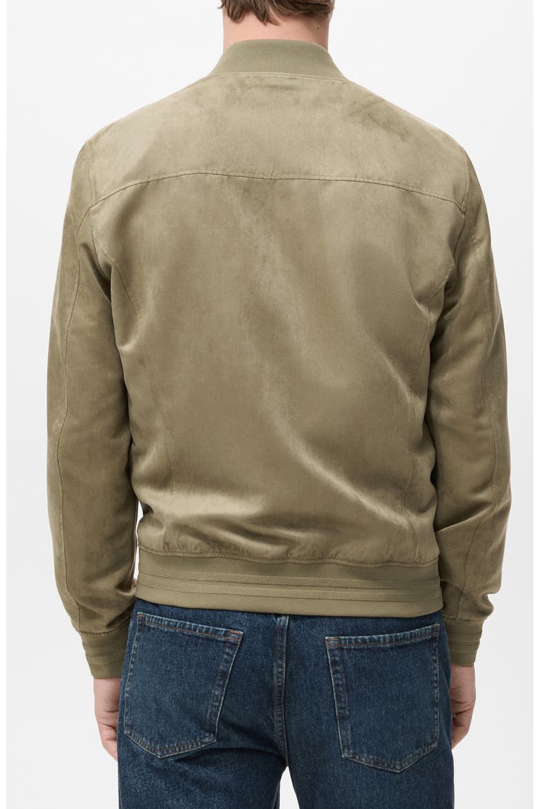 Faux Suede Bomber Jacket, Alternate, color, KHAKI
