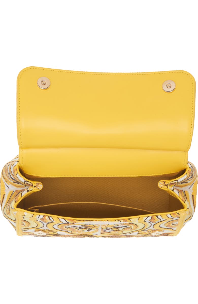 Dolce&Gabbana Sicily Majolica Embroidered Canvas Satchel, Alternate, color, Azulejos Giallo